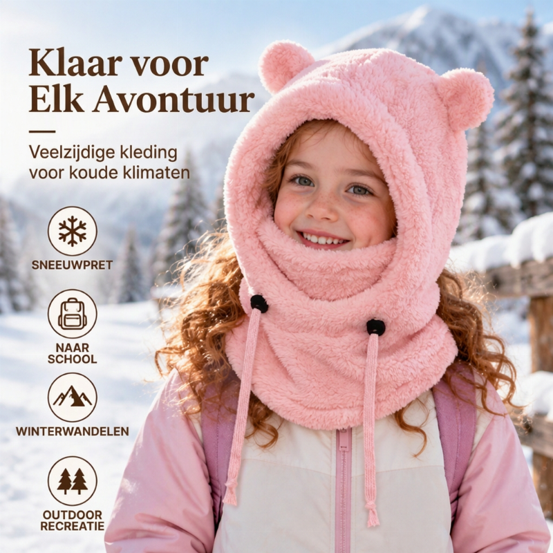 💋Geniet van een 30-daags probleemloos retourbeleid!✅️Kindermuts voor comfortabele warmte met schattige berenoren