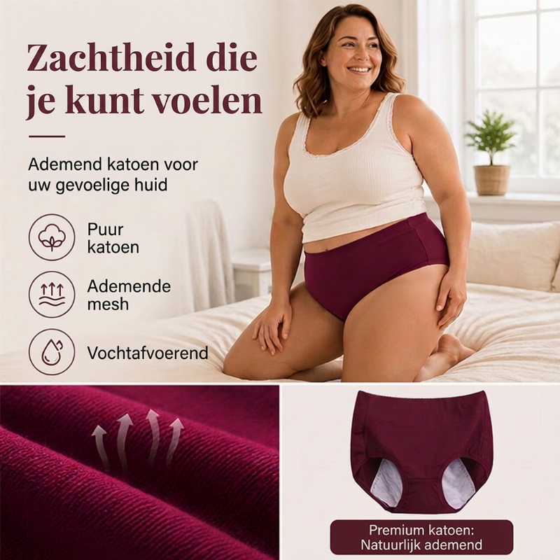 1 kopen🔥1 gratis🩲 Dames Maatje Meer Menstruatieondergoed | Geen zijdelingse lekken, geen drukkende tailleband – Veilig, ademend & comfortabel tijdens de menstruatie ✨