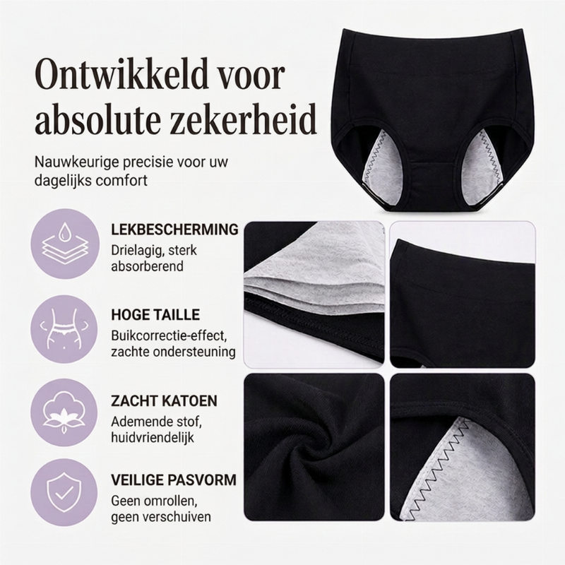1 kopen🔥1 gratis🩲 Dames Maatje Meer Menstruatieondergoed | Geen zijdelingse lekken, geen drukkende tailleband – Veilig, ademend & comfortabel tijdens de menstruatie ✨