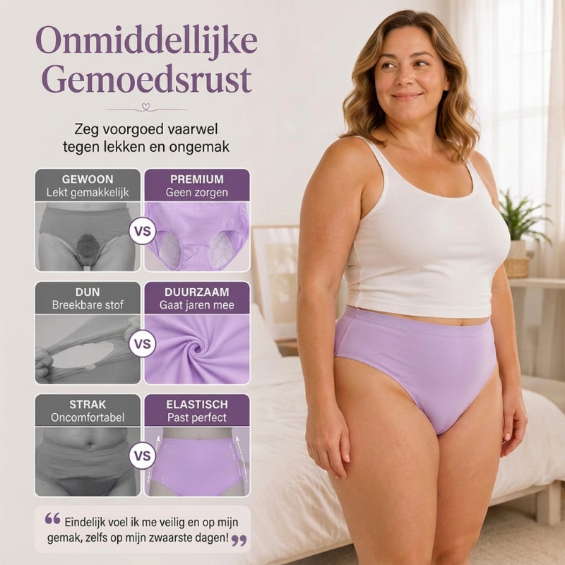 1 kopen🔥1 gratis🩲 Dames Maatje Meer Menstruatieondergoed | Geen zijdelingse lekken, geen drukkende tailleband – Veilig, ademend & comfortabel tijdens de menstruatie ✨
