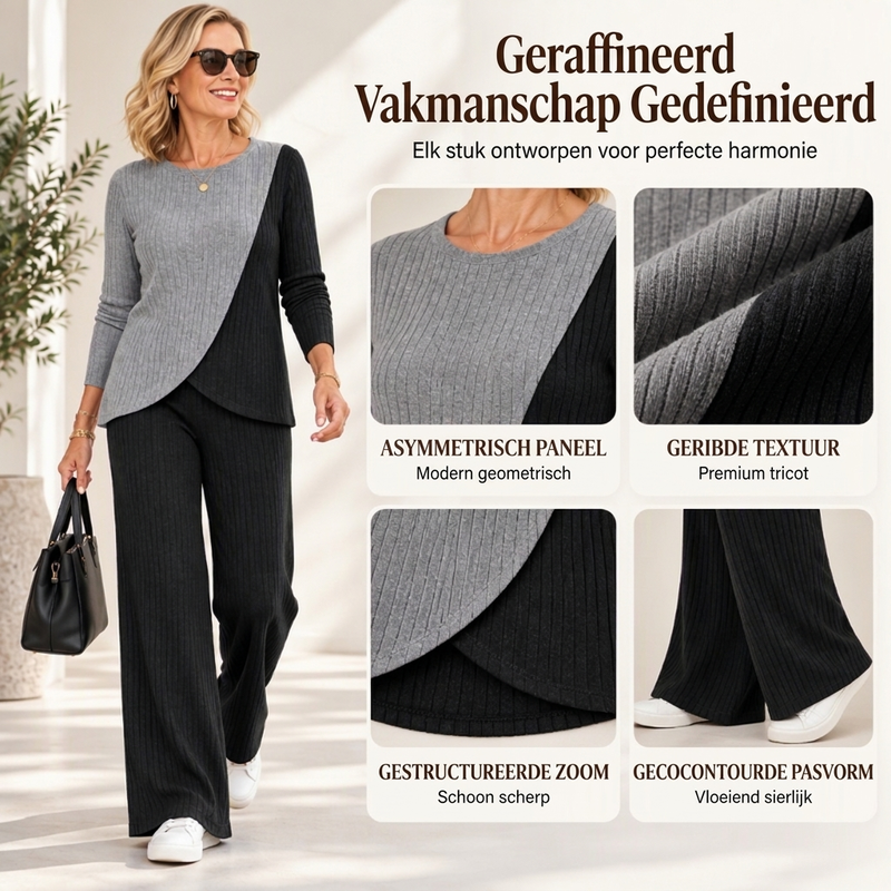 💖Hallo~ Mis het niet als je het leuk vindt🔥Gratis verzending✈️Vrouwen casual kleurblok geribbelde gebreide 2-delige set