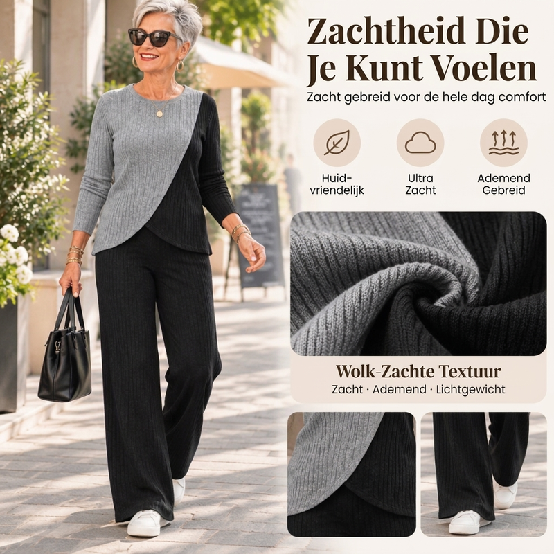 💖Hallo~ Mis het niet als je het leuk vindt🔥Gratis verzending✈️Vrouwen casual kleurblok geribbelde gebreide 2-delige set