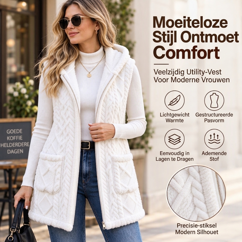 💋Geniet van een 30-daags probleemloos retourbeleid!✅️Dames gezellige dubbelzijdige fuzzy hooded vest