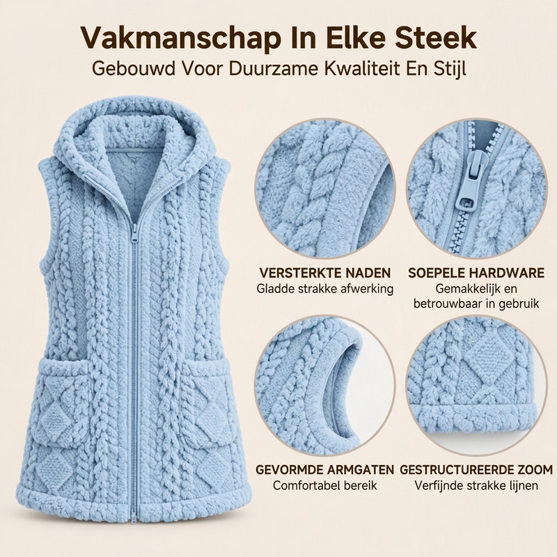 💋Geniet van een 30-daags probleemloos retourbeleid!✅️Dames gezellige dubbelzijdige fuzzy hooded vest