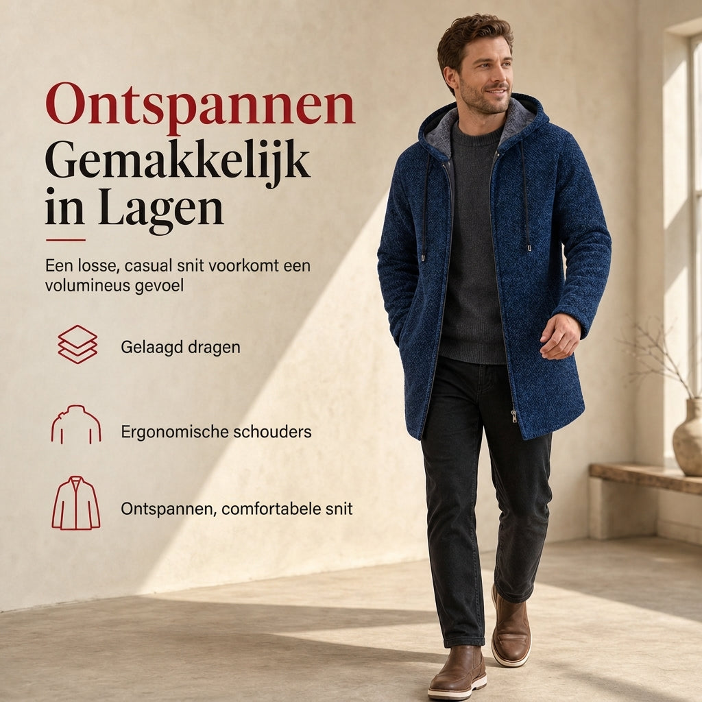 💖Hallo~ Mis het niet als je het leuk vindt🔥🔥Heren middelange dikke cardigan met capuchon