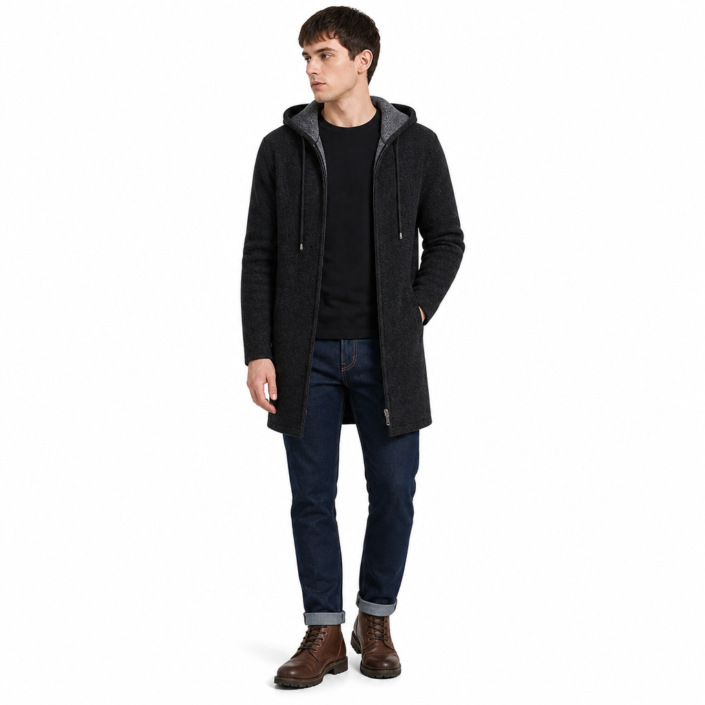 💖Hallo~ Mis het niet als je het leuk vindt🔥🔥Heren middelange dikke cardigan met capuchon