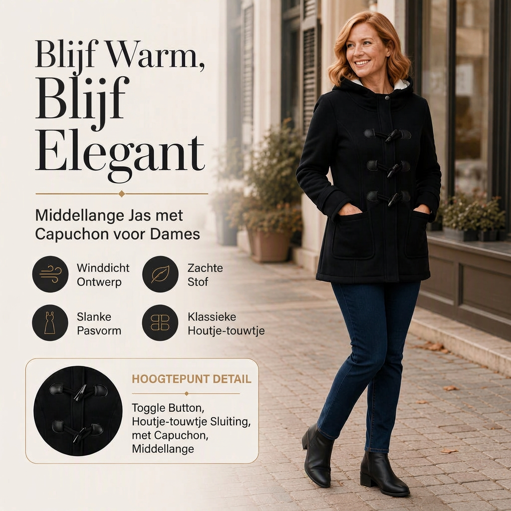 ✨Beperkte voorraad beschikbaar, mis het niet!🔥🔥Dames Winter Warme Jas met Capuchon en Doodsknoop