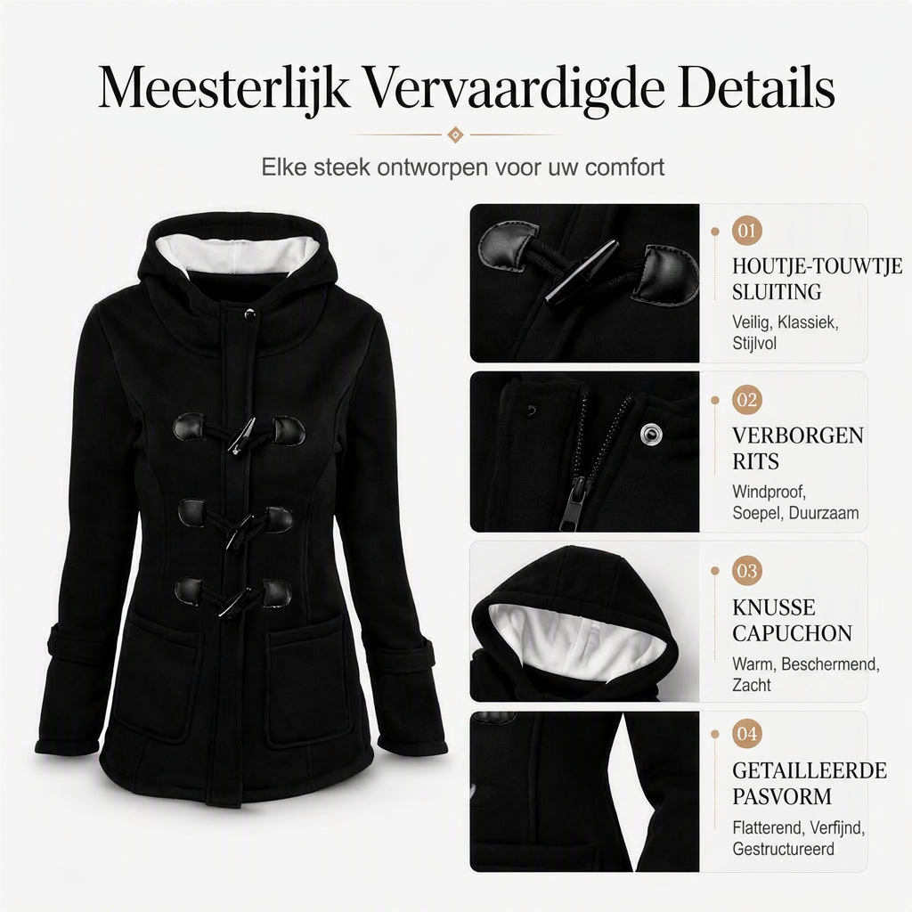 ✨Beperkte voorraad beschikbaar, mis het niet!🔥🔥Dames Winter Warme Jas met Capuchon en Doodsknoop