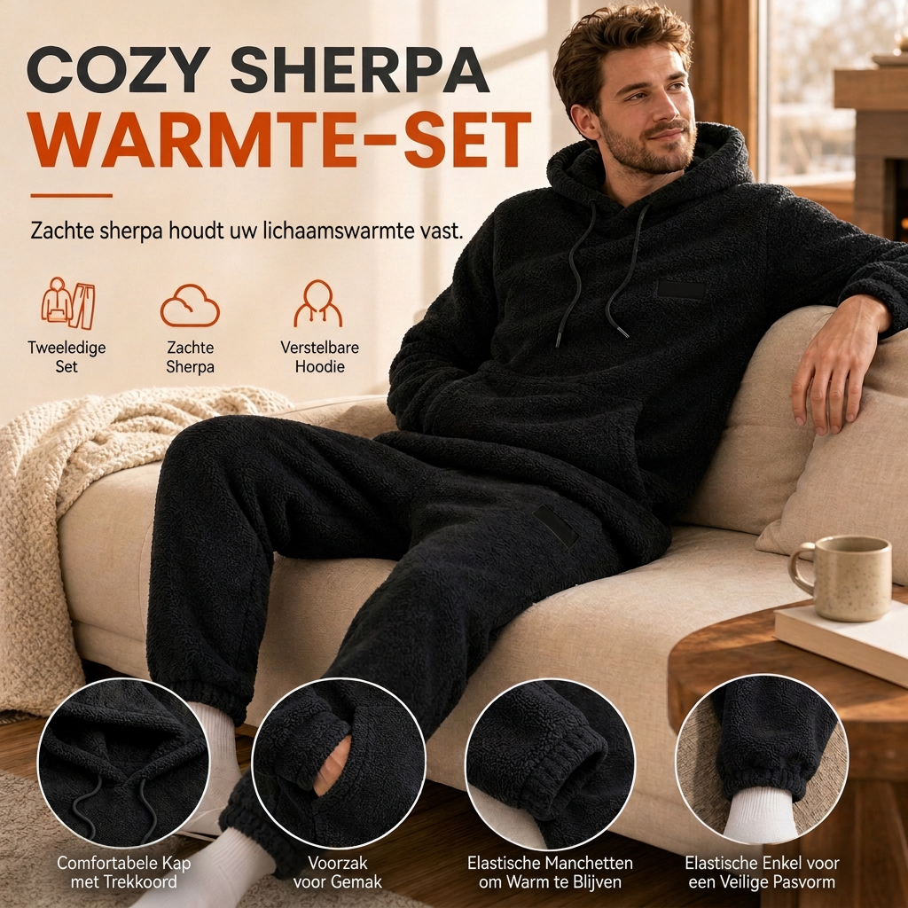 😍Koop meer, bespaar meer!🌸Tweedelige set heren winter warme schapewol hoodie en broek
