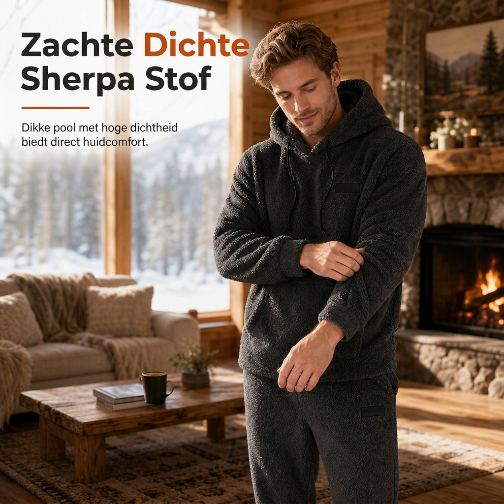 😍Koop meer, bespaar meer!🌸Tweedelige set heren winter warme schapewol hoodie en broek