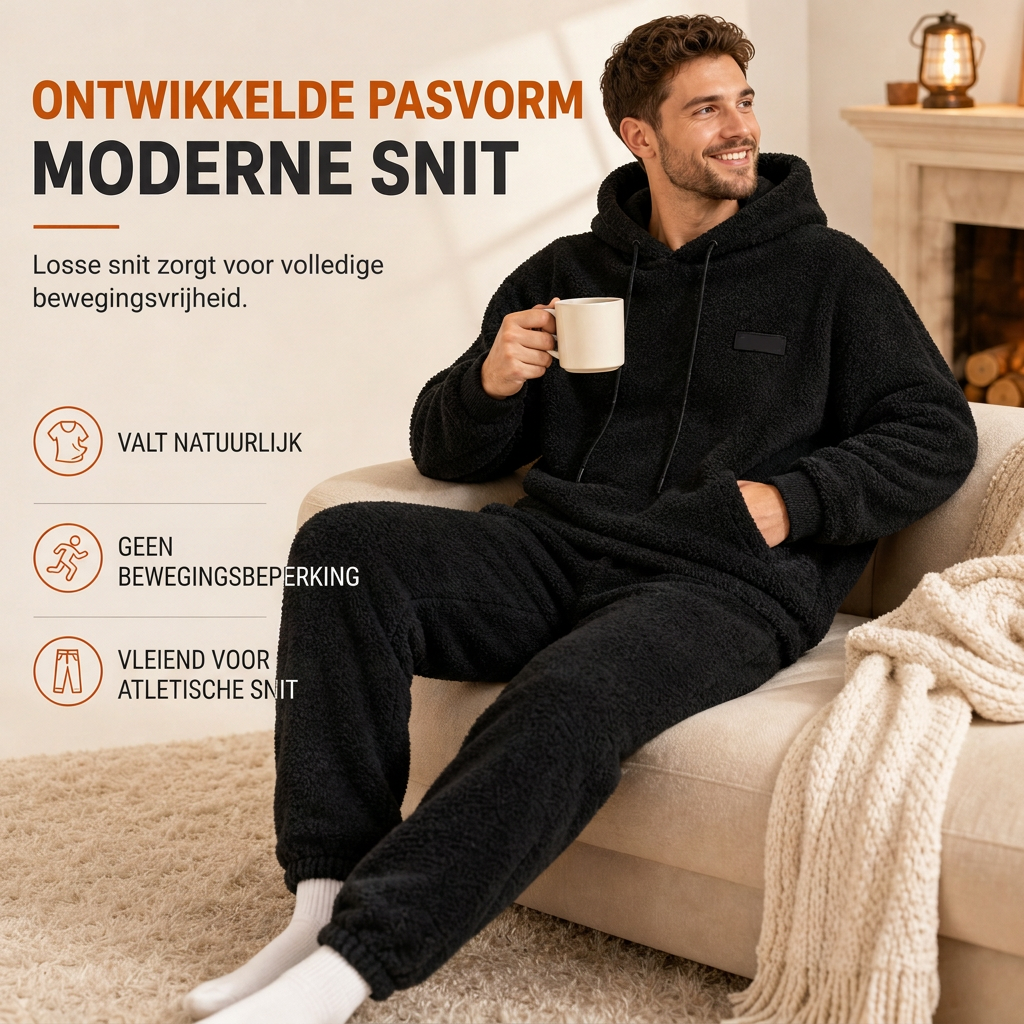 😍Koop meer, bespaar meer!🌸Tweedelige set heren winter warme schapewol hoodie en broek