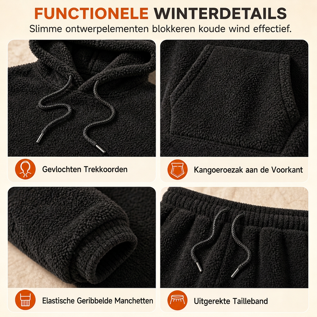 😍Koop meer, bespaar meer!🌸Tweedelige set heren winter warme schapewol hoodie en broek