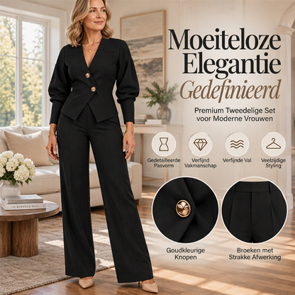 🌸2 stuks krijgen 8% extra korting & gratis verzending🎁🎁Elegante damesblazer met pofmouwen en wijde broek set