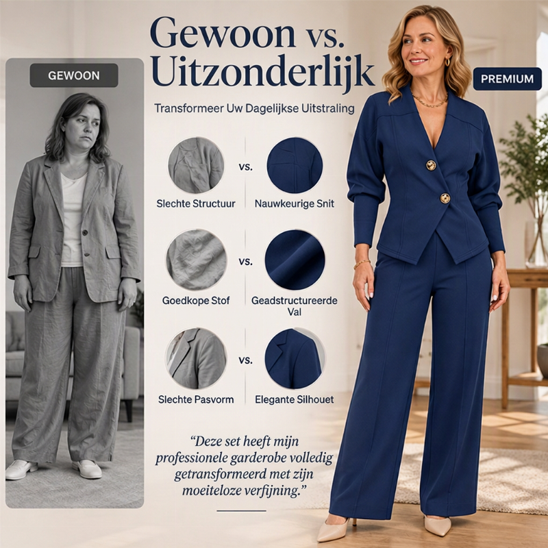 🌸2 stuks krijgen 8% extra korting & gratis verzending🎁🎁Elegante damesblazer met pofmouwen en wijde broek set