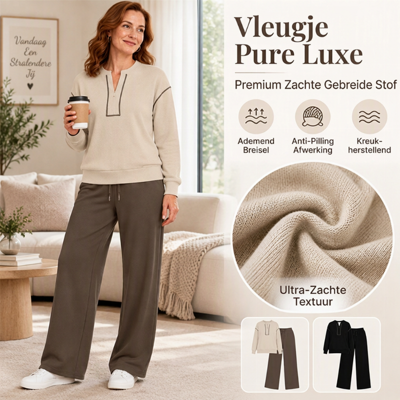 🚀Bespaar nu tijd & geld!😍Elegante Tweedelige Dames Lounge Set met Halve Rits en Wijde Pantalon