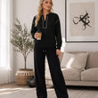 🚀Bespaar nu tijd & geld!😍Elegante Tweedelige Dames Lounge Set met Halve Rits en Wijde Pantalon