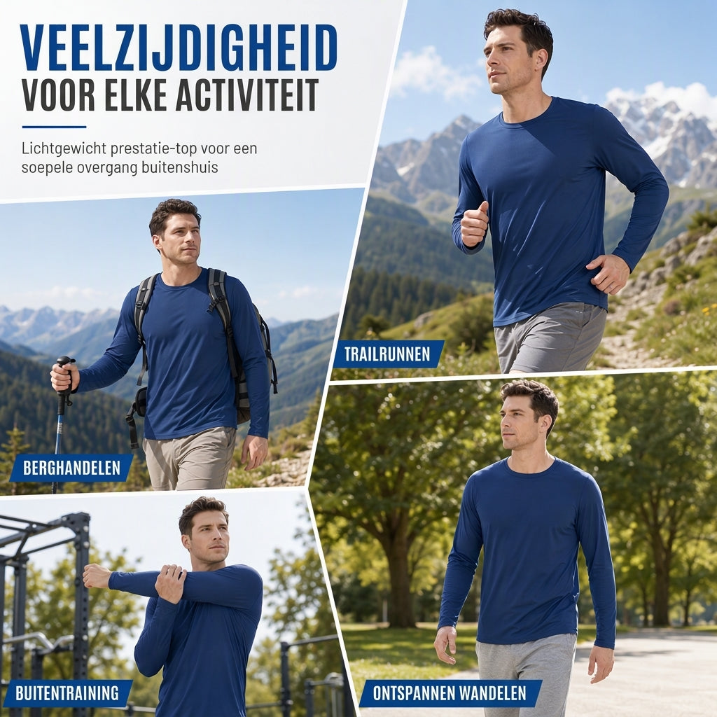 😍Koop meer, bespaar meer!🌸Snel droogmakend mannen shirt met ronde hals en lange mouwen