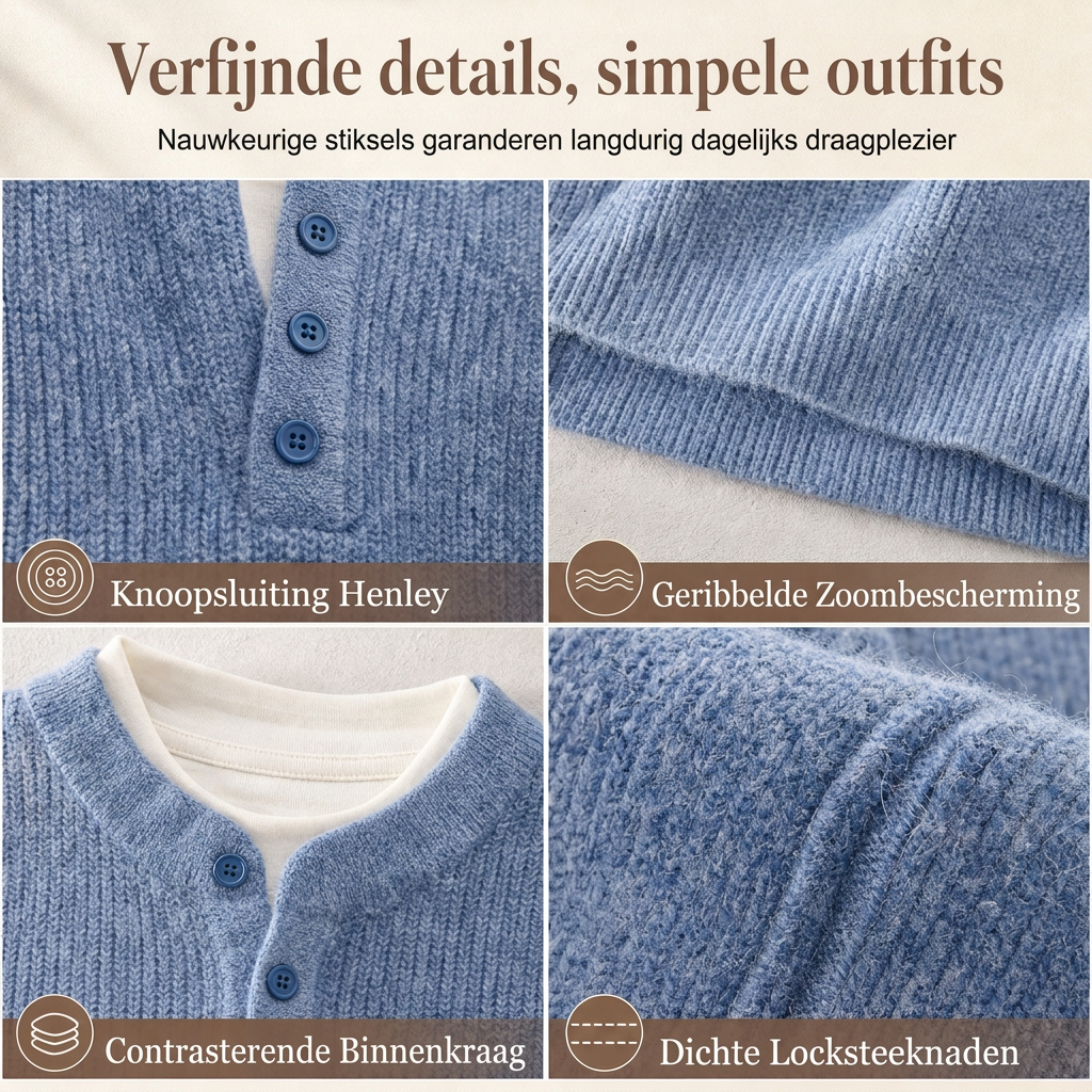 🔥Populair product ！✨Herens Retro Henley Hals Mock Two Piece Trui Relaxed Fit Lange Mouw Knit Pullover voor Herfst en Winter
