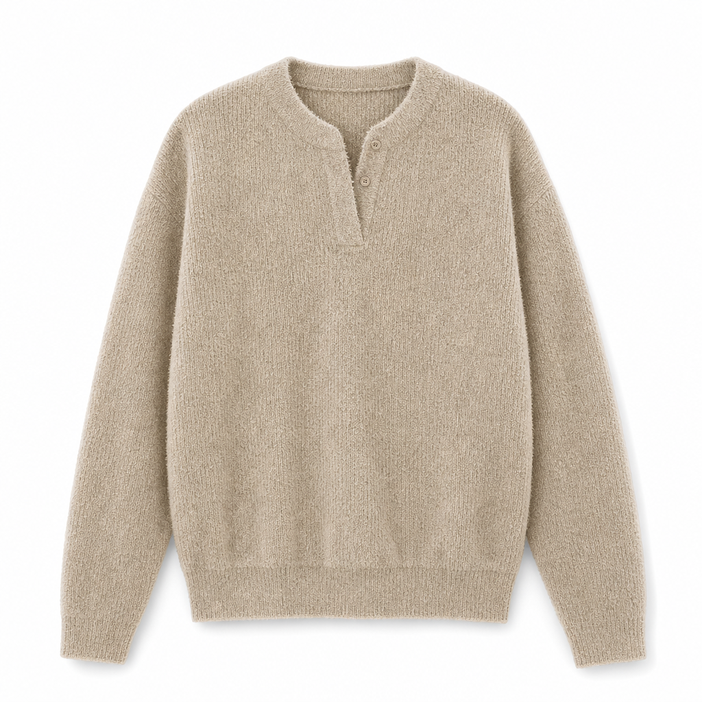 🔥Populair product ！✨Herens Retro Henley Hals Mock Two Piece Trui Relaxed Fit Lange Mouw Knit Pullover voor Herfst en Winter