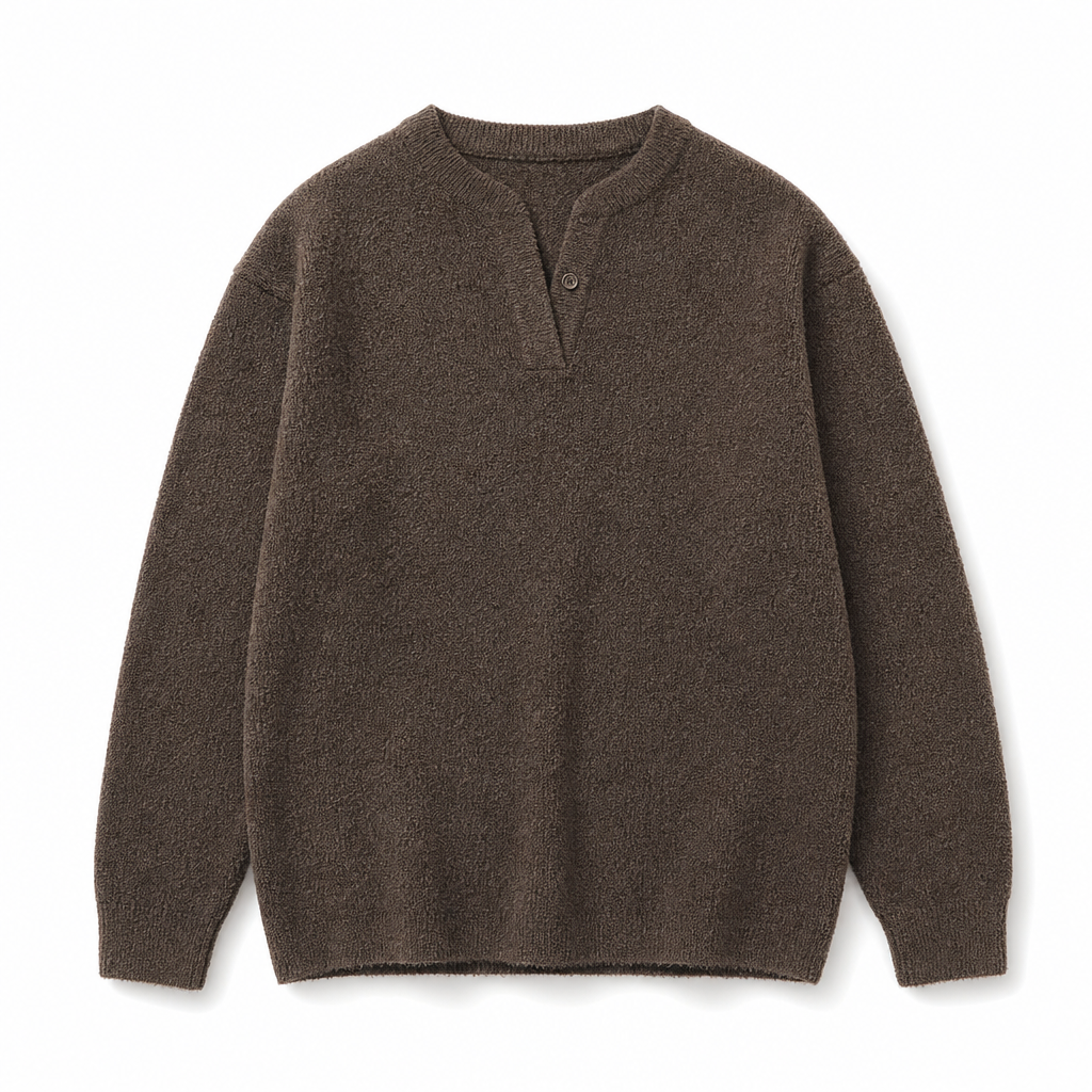 🔥Populair product ！✨Herens Retro Henley Hals Mock Two Piece Trui Relaxed Fit Lange Mouw Knit Pullover voor Herfst en Winter