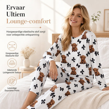 🔥Populair product ！✨Dames Pyjamaset van Zacht Milk Silk - Lange Mouwen Top en Lange Broek, Casual Loungewear